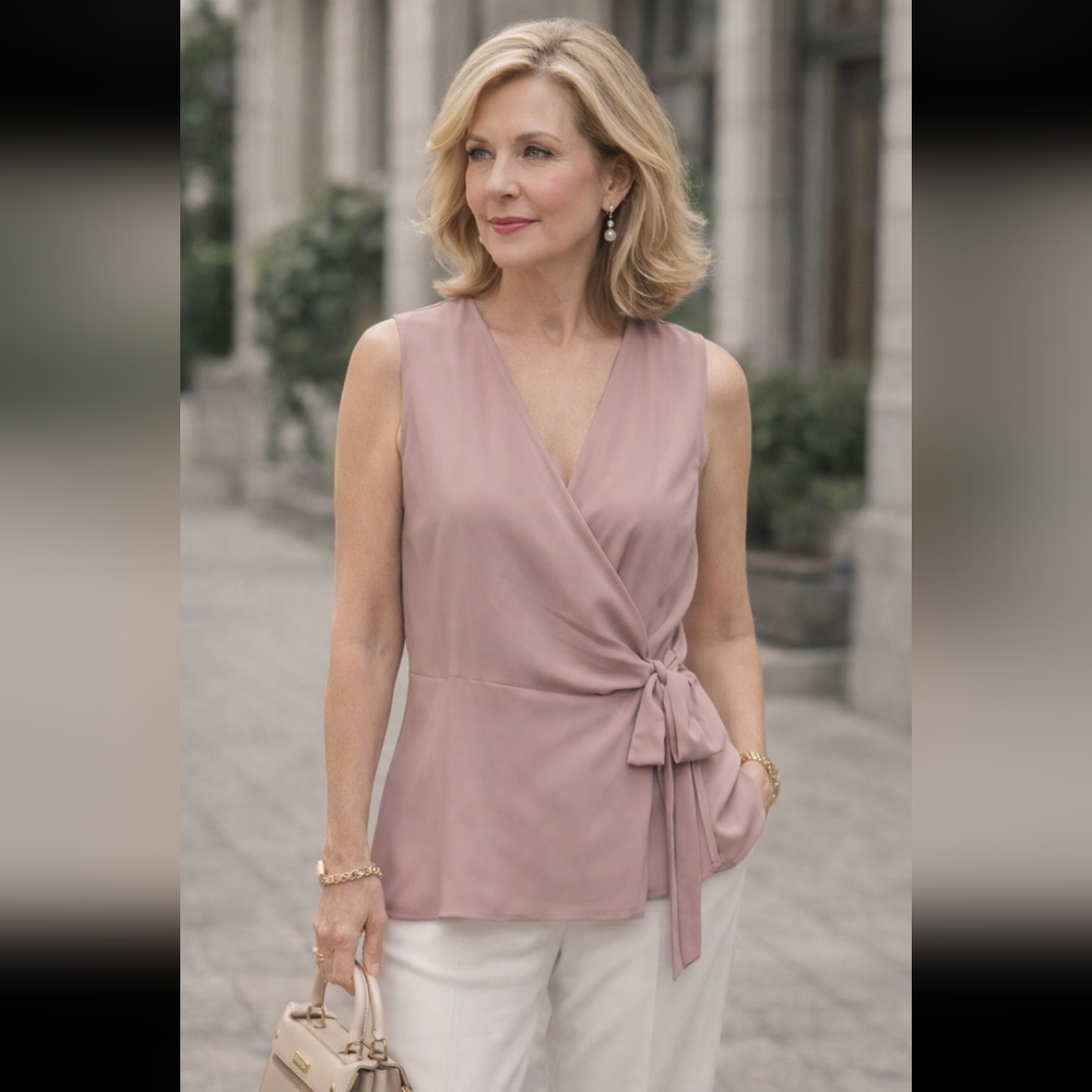 Zenobia Dusty Pink Wrap Blouse